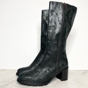 Ross & Snow Rosina Black Camo Heeled Tall Boot 9.5
